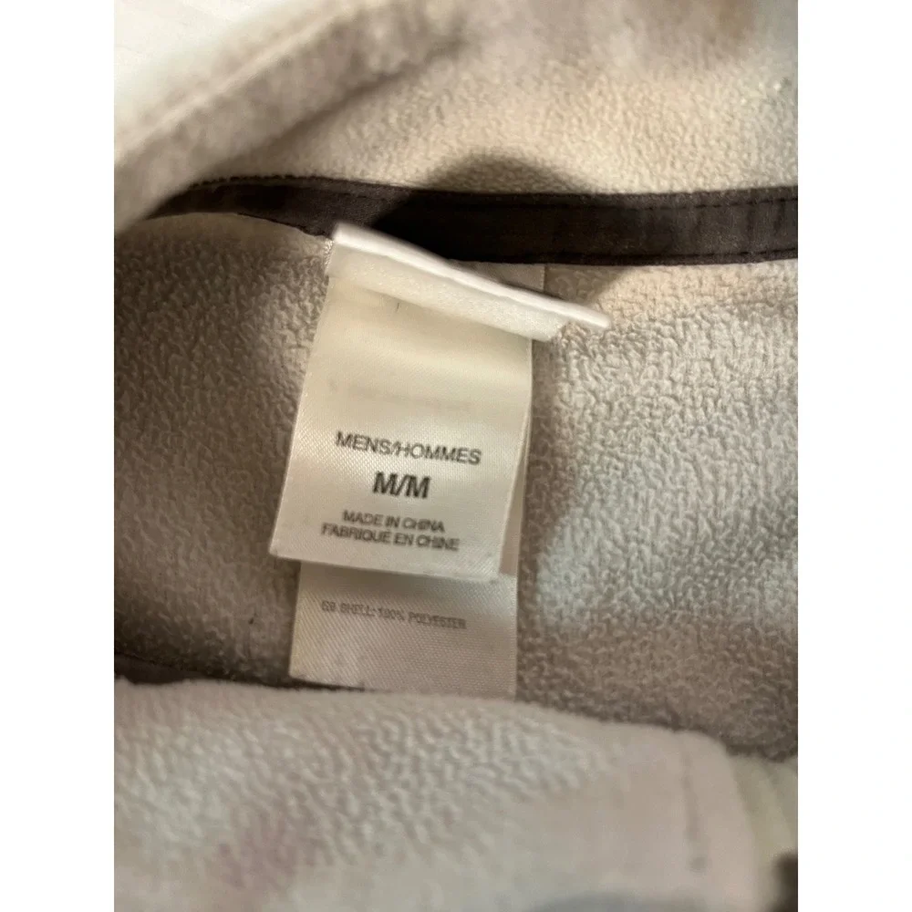 The North Face Fleece Pullover Mens Medium Cream Black Quarter Zip A436